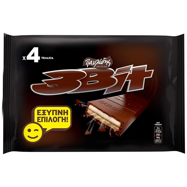 ΠΑΥΛΙΔΗΣ ΣΟΚΟΛΑΤΑ ΓΕΜΙΣΤΗ 3BIT - (4x65gr.)