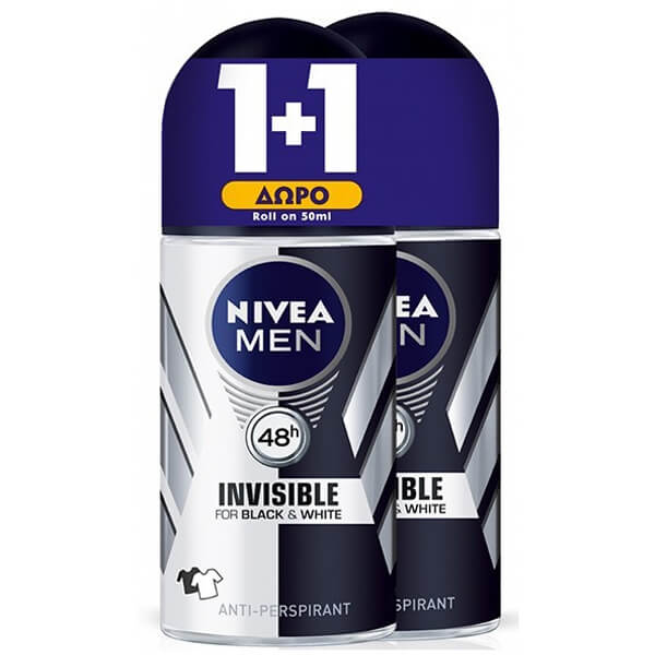 NIVEA ROLL-ON MEN 50ml - (B & W) (INVISIBLE) (1+1ΔΩΡΟ)
