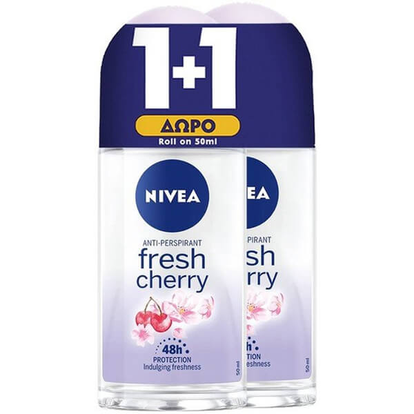 NIVEA ROLL-ON 50ml - (FRESH CHERRY) (1+1ΔΩΡΟ)
