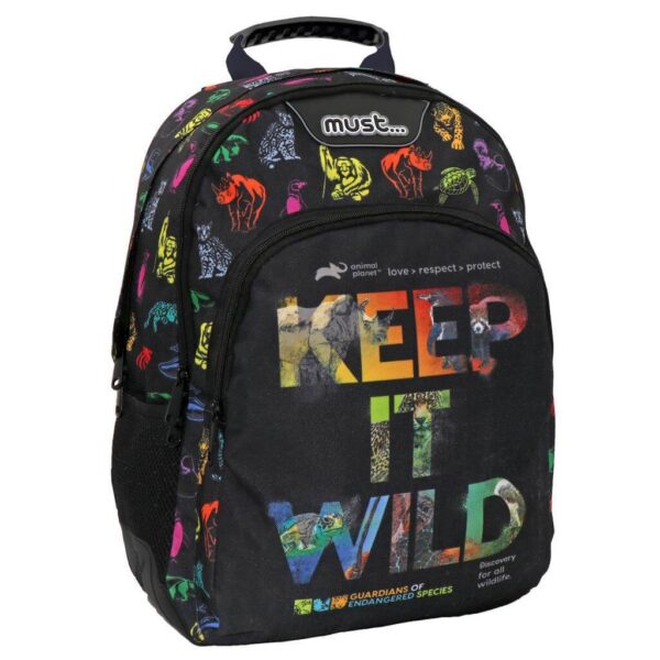 ΣΧΟΛΙΚΗ ΤΣΑΝΤΑ ΠΛΑΤΗΣ ΔΗΜΟΤΙΚΟΥ ANIMAL PLANET KEEP IT WILD MUST 3 ΘΗΚΕΣ