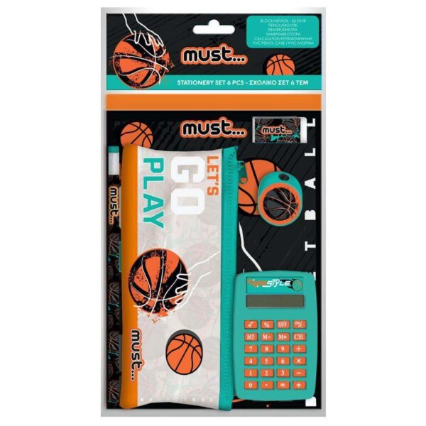 ΣΧΟΛΙΚΟ ΣΕΤ MUST BASKETBALL LET S GO PLAY ΜΕ ΚΟΜΠΙΟΥΤΕΡΑΚΙ ΚΑΙ ΚΑΣΕΤΙΝΑΚΙ PVC 6 ΤΜΧ.