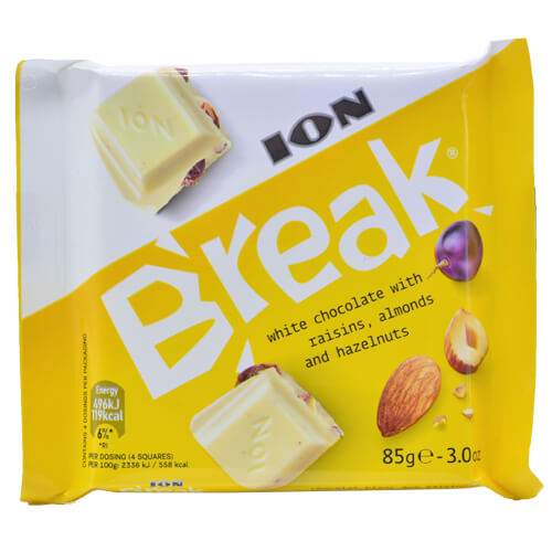 ΙΟΝ BREAK ΛΕΥΚΗ ΣΟΚΟΛΑΤΑ 85gr - (ΣΤΑΦΙΔΕΣ & ΞΗΡΟΙ ΚΑΡΠΟΙ)