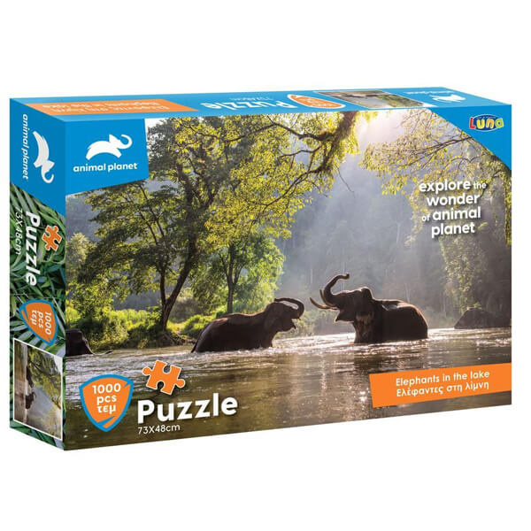 PUZZLE 1000TEM 73Χ48ΕΚ ANIMAL PLANET ΕΛΕΦΑΝΤΕΣ ΣΤΗ ΛΙΜΝΗ