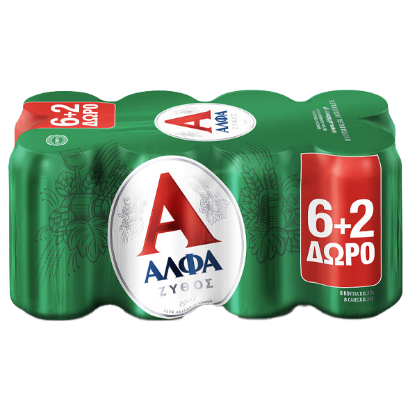 ΑΛΦΑ ΜΠΥΡΑ ΚΟΥΤΙ 330ml - (6+2 ΔΩΡΟ)