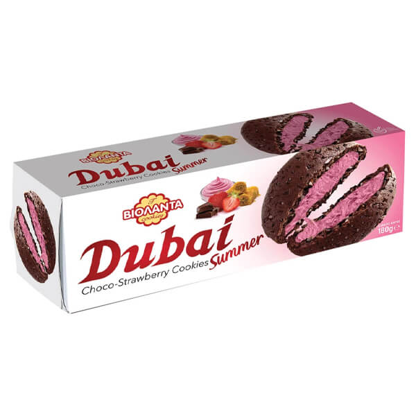 ΒΙΟΛΑΝΤΑ DUBAI SUMMER COOKIES 180gr. - (ΚΡΕΜΑ ΦΡΑΟΥΛΑΣ & ΚΟΜΜΑΤΙΑ ΣΟΚΟΛΑΤΑ)