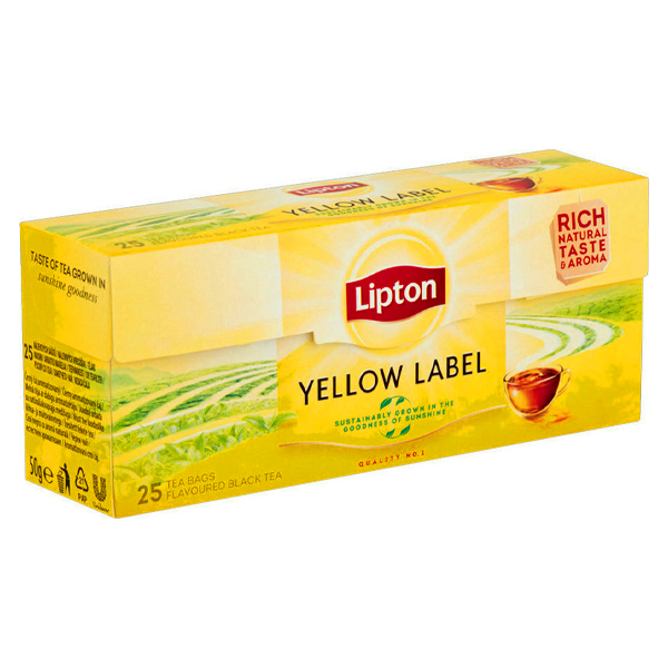 LIPTON ΜΑΥΡΟ ΤΣΑΙ ΦΑΚΕΛΑΚΙ (25x2gr) - (YELLOW LABEL)