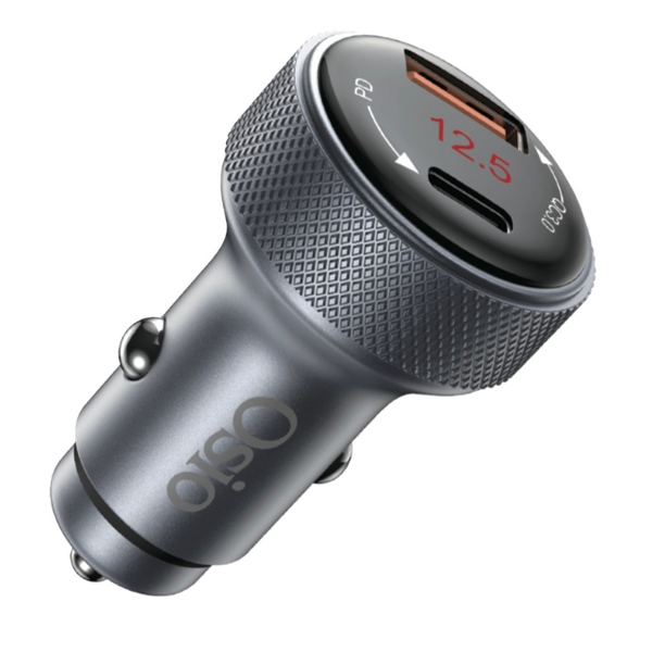 OSIO ΦΟΡΤΙΣΤΗΣ ΑΥΤΟΚΙΝΗΤΟΥ ΜΕ USB-Α & TYPE-C-38W ΘΥΡΕΣ - (ΑΝΘΡΑΚΙ) (OTU6038)