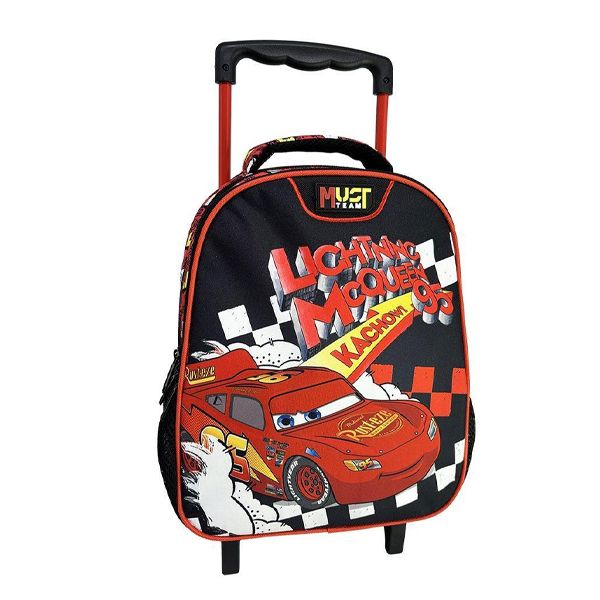 ΣΧΟΛΙΚΗ ΤΣΑΝΤΑ ΤΡΟΛΕΪ ΝΗΠΙΟΥ DISNEY CARS LIGHTNING MCQUEEN KACHOW MUST TEAM 2 ΘΗΚΕΣ